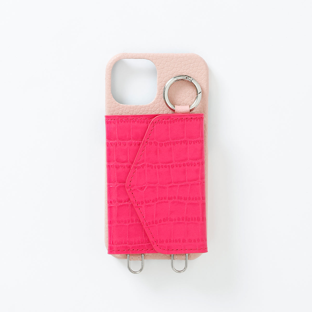 【WALLET SLAYLER】LEATHER CARD CASE CROCCO-HOTPINK
