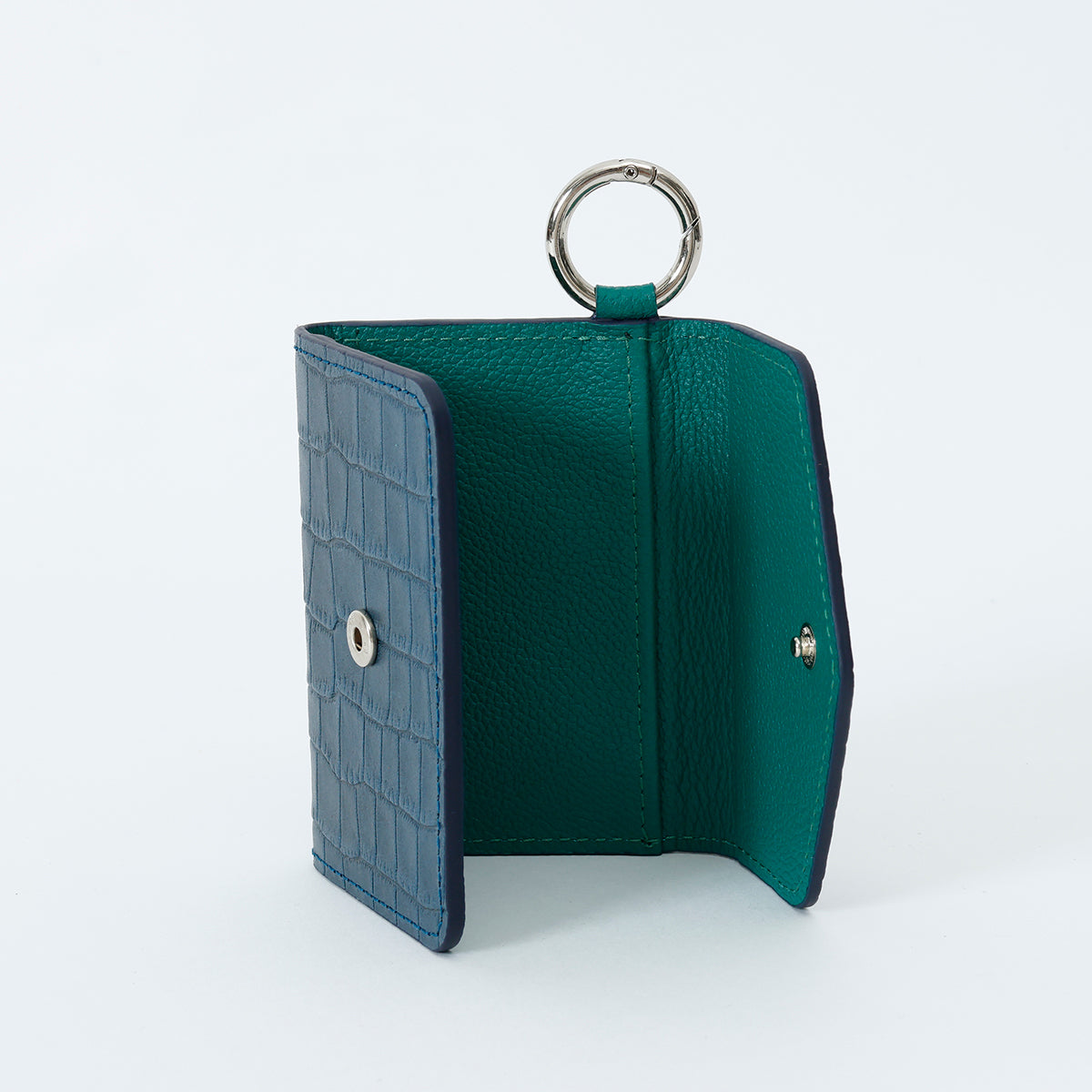 【WALLET SLAYLER】LEATHER CARD CASE CROCCO-NAVY