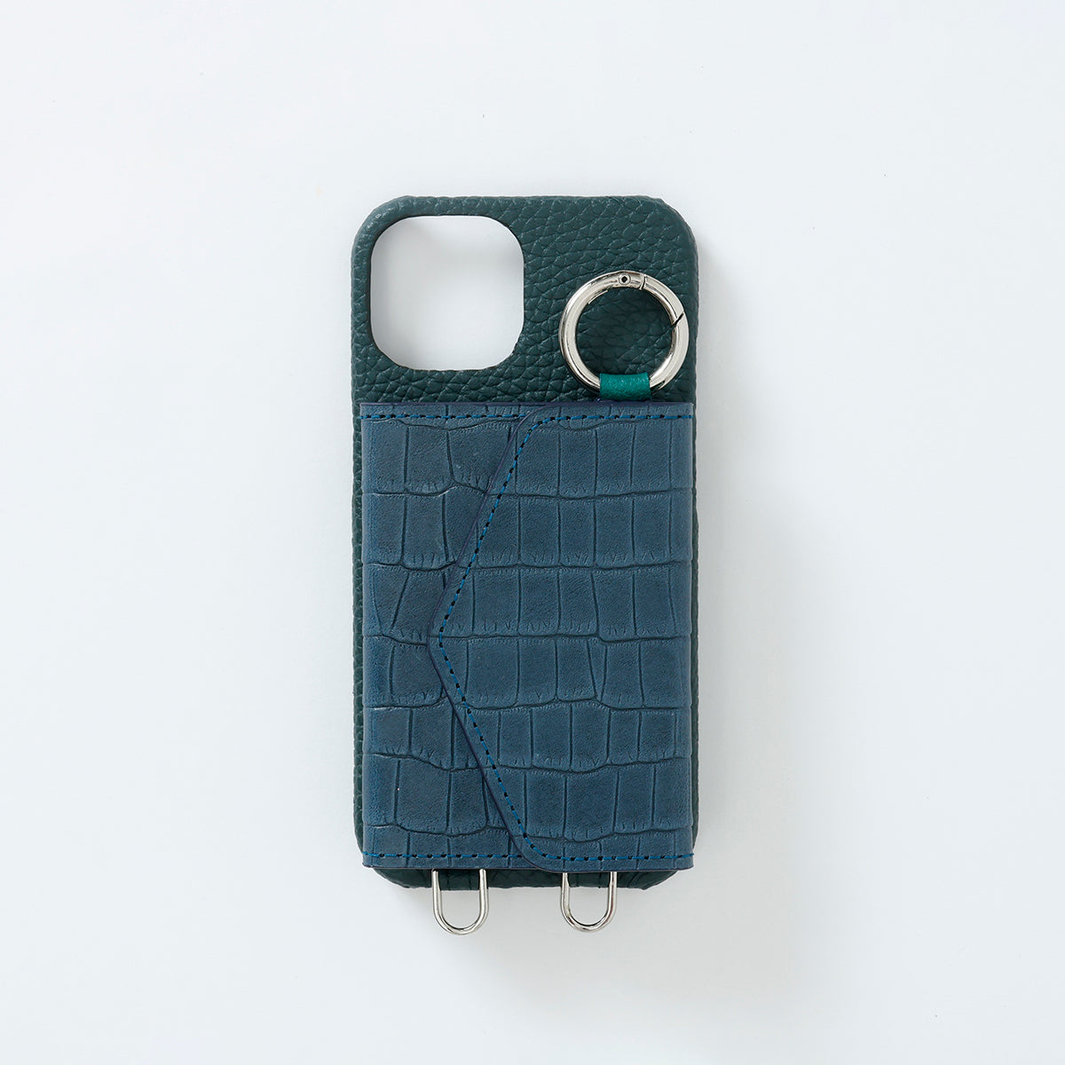 【WALLET SLAYLER】LEATHER CARD CASE CROCCO-NAVY