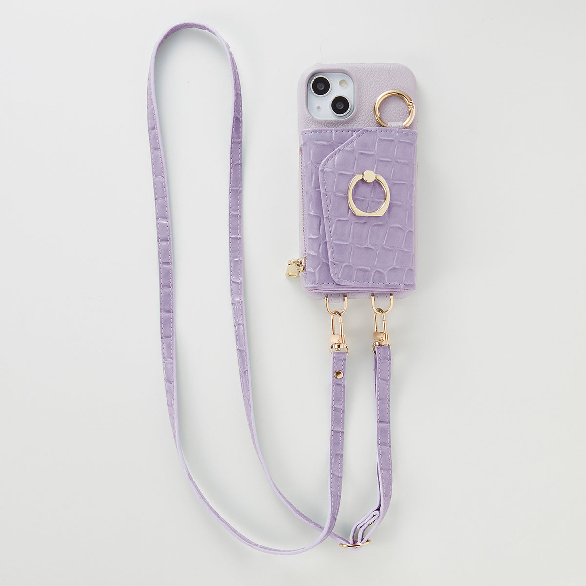【WALLET SLAYLER】WALLET&STRAP-RING CROCCO SKIN-PASTELPURPLE