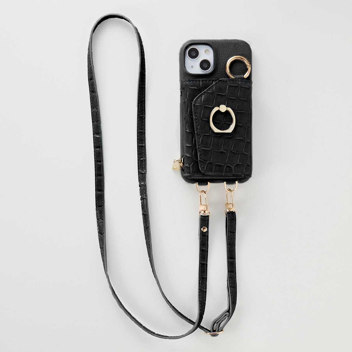 【WALLET SLAYLER】WALLET&STRAP-RING CROCCO SKIN-BLACK