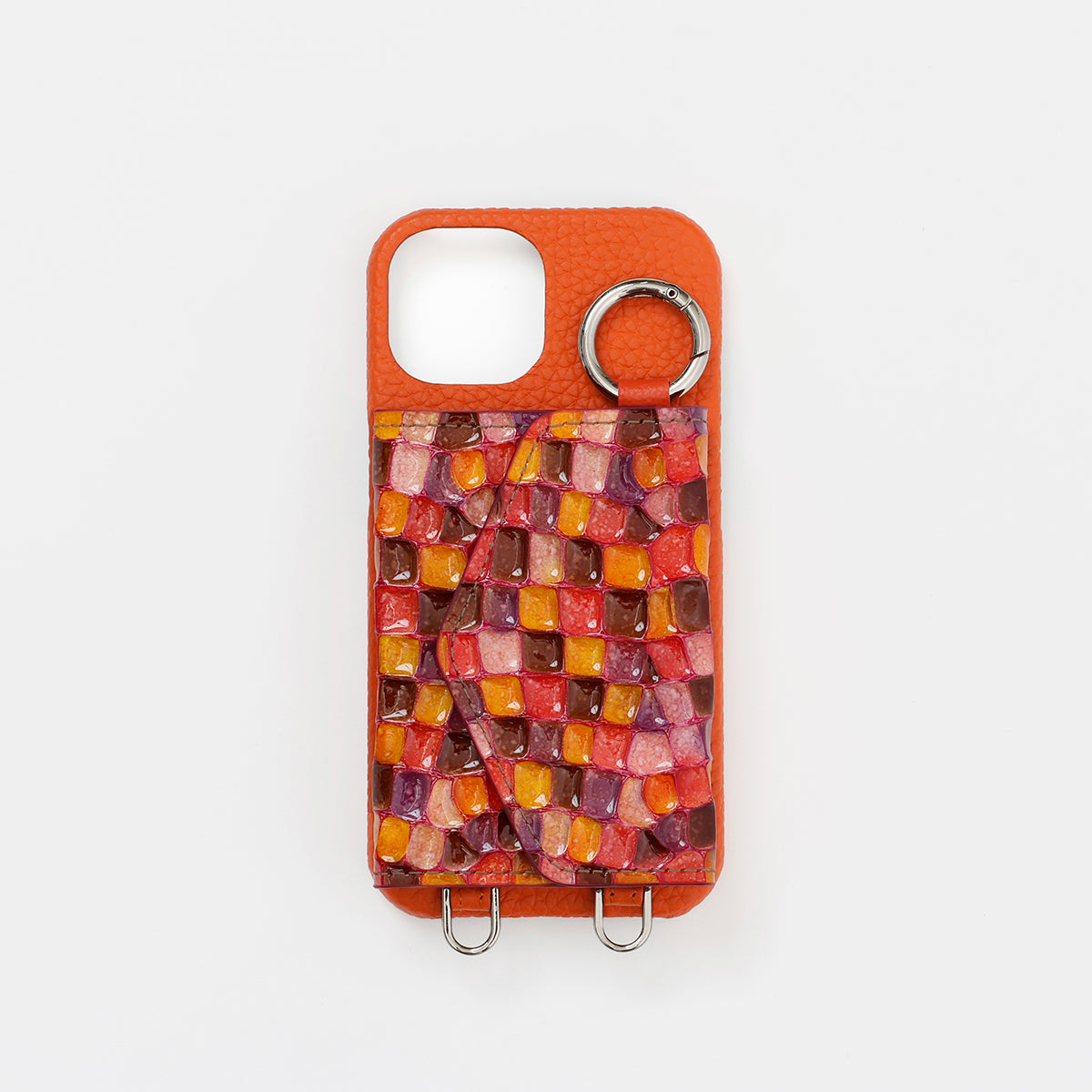 【WALLET SLAYLER】LEATHER CARD CASE CHECK-ORANGE