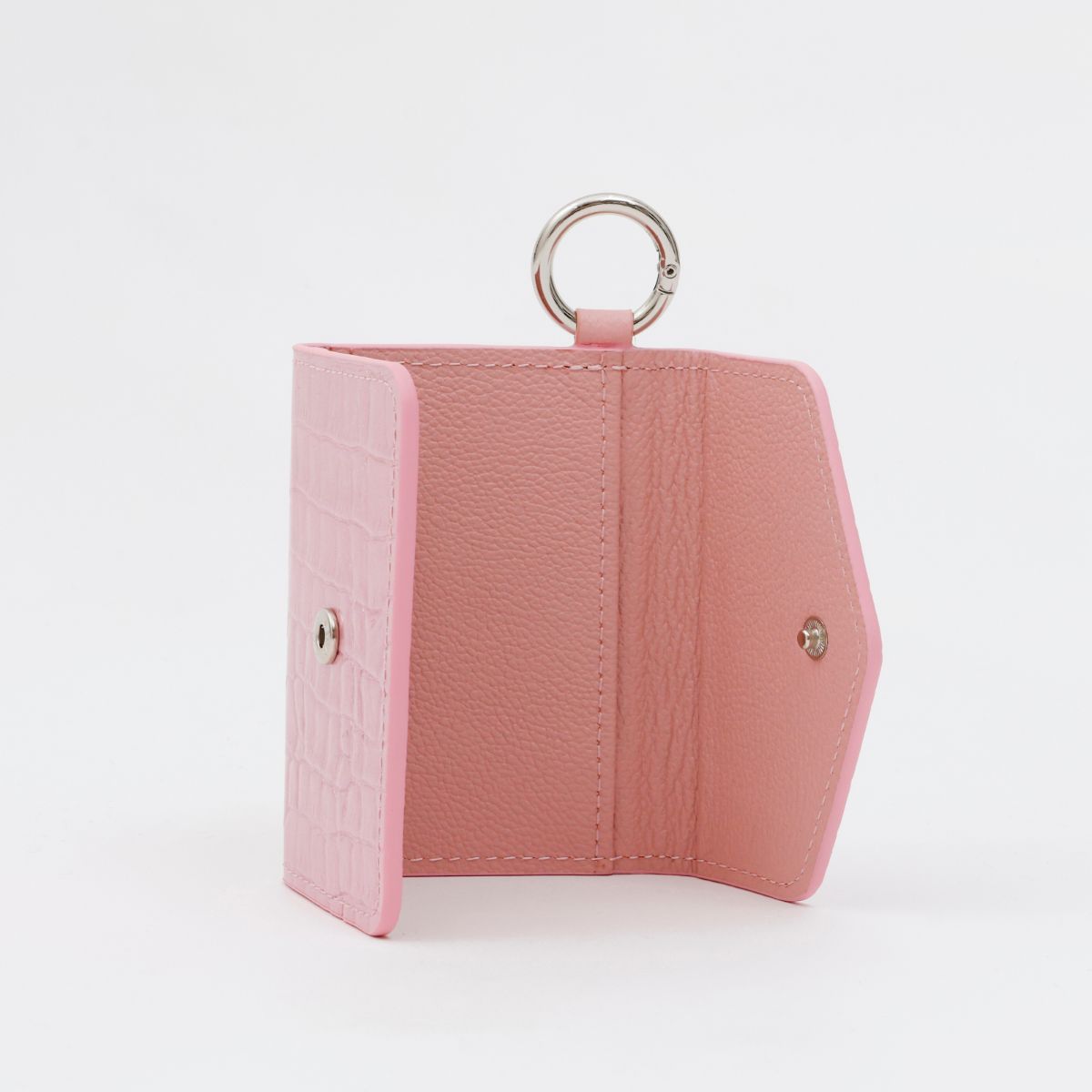 【WALLET SLAYLER】LEATHER CARD CASE CROCCO-HOLOGRAM PINK