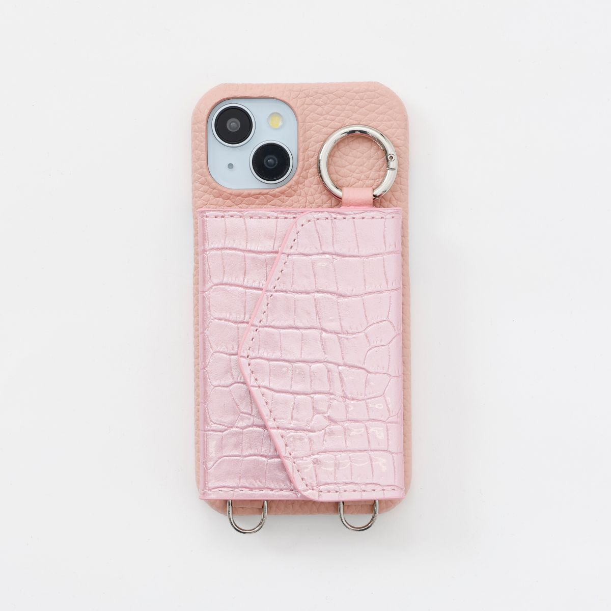 【WALLET SLAYLER】LEATHER CARD CASE CROCCO-HOLOGRAM PINK