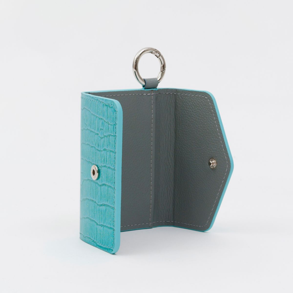 【WALLET SLAYLER】LEATHER CARD CASE CROCCO-HOLOGRAM BLUE