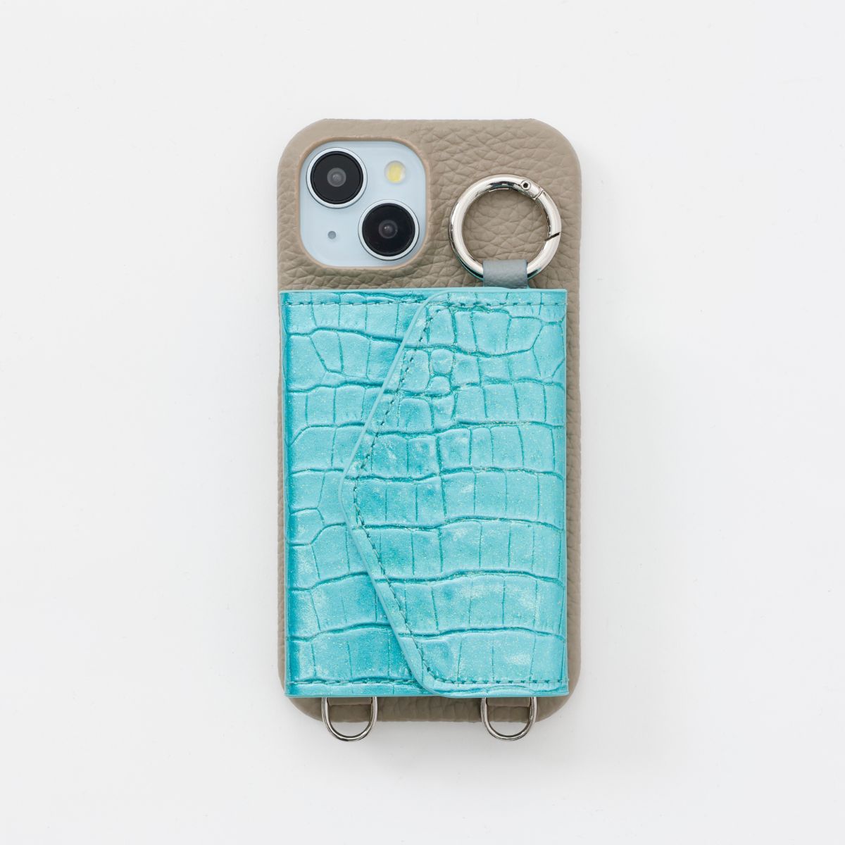 【WALLET SLAYLER】LEATHER CARD CASE CROCCO-HOLOGRAM BLUE
