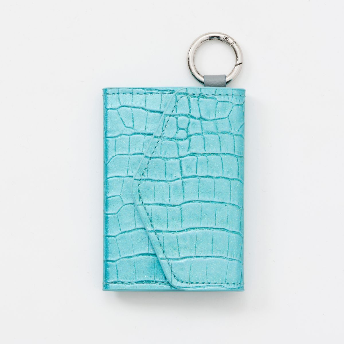 【WALLET SLAYLER】LEATHER CARD CASE CROCCO-HOLOGRAM BLUE