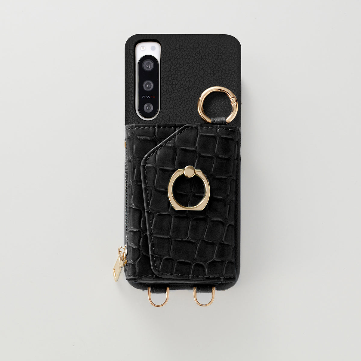 【WALLET SLAYLER】 RING CROCCO SKIN-BLACK Xperia