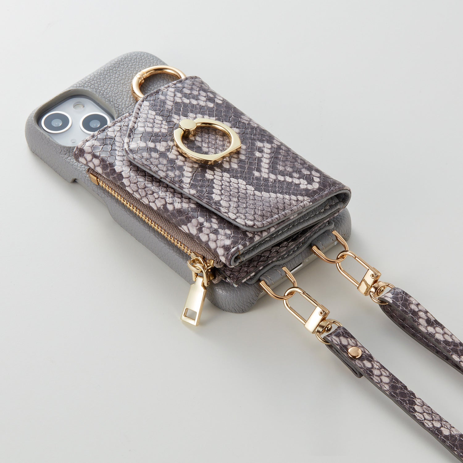 【WALLET SLAYLER】 RING SNAKE SKIN-GRAY