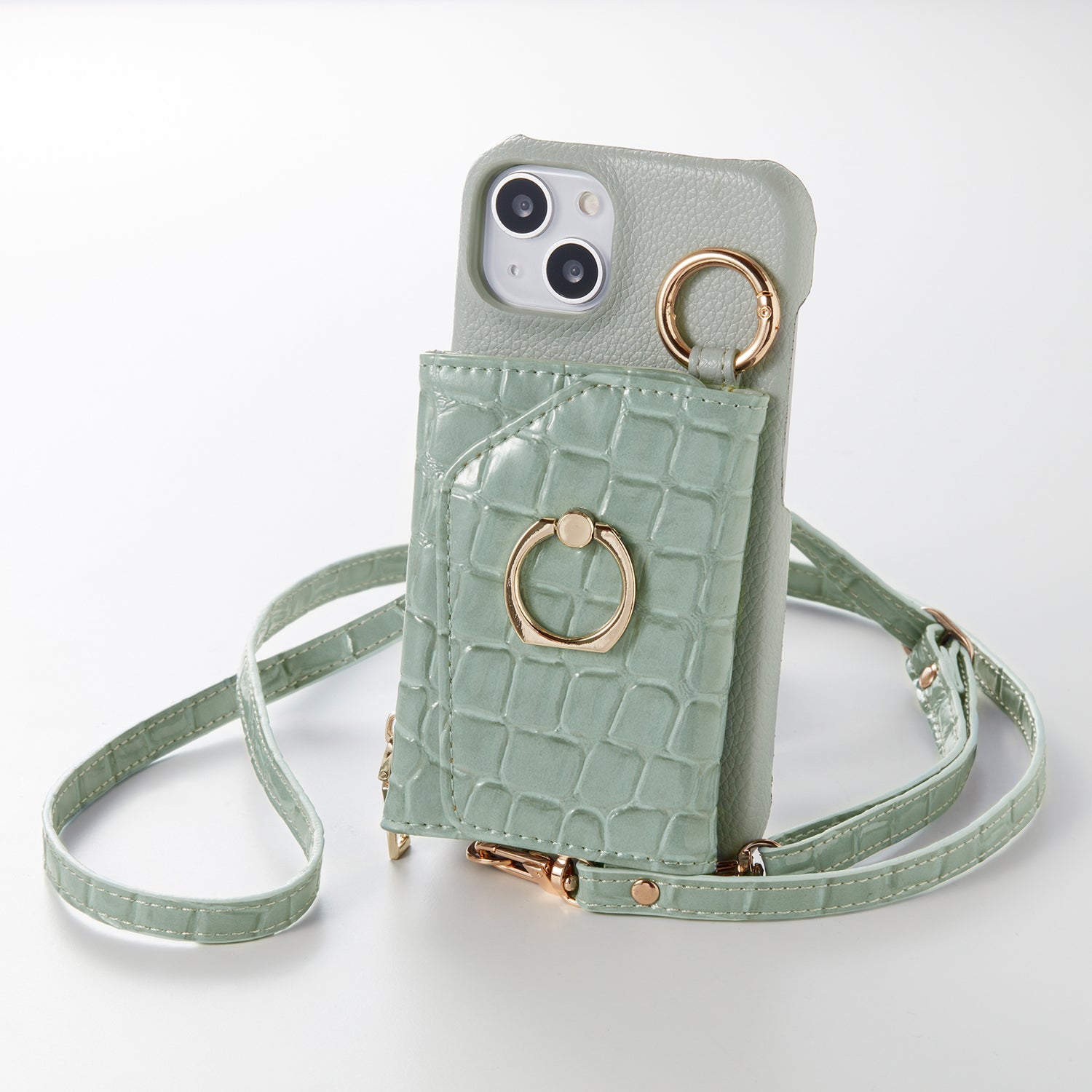 【WALLET SLAYLER】 RING CROCCO SKIN-PASTELGREEN