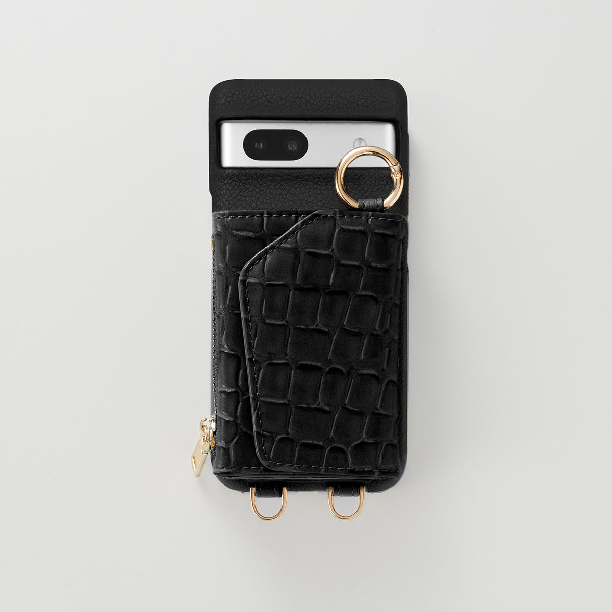 【WALLET SLAYLER】BASIC CROCCO SKIN-BLACK Google pixel